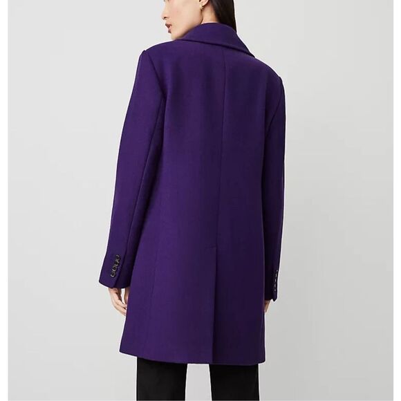 ANN TAYLOR $248 MIDNIGHT MULBERRY WOOL BLEND NOTCH COLLAR COAT SZ XXL NEW - Picture 5 of 5